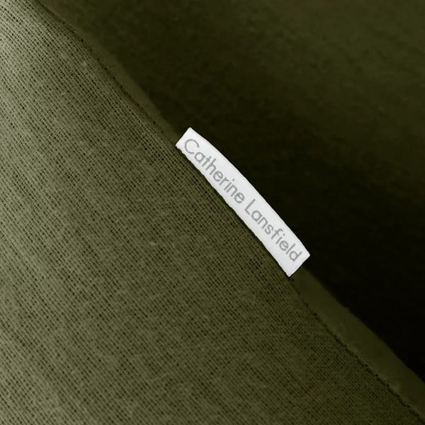 Kaki zelena podaljšana flanelna posteljnina za zakonsko posteljo 230x220 cm Brushed – Catherine Lansfield-image-2