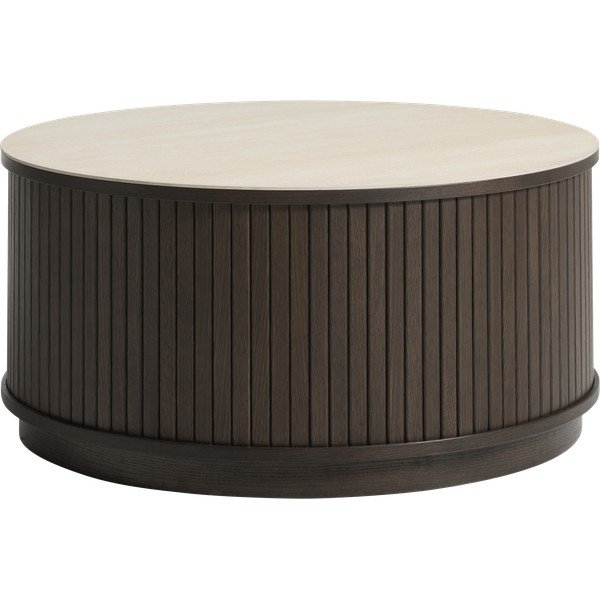 Okrogla klubska mizica s keramično ploščo v temni naravni barvi ø 85 cm Enna – Unique Furniture-image-4