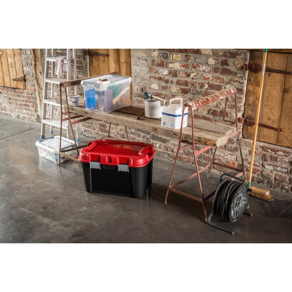 Rdeča/črna plastična škatla za shranjevanje s pokrovom 59x39,5x36 cm Totem – Curver-image-1