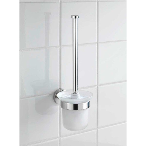 Steklena stenska WC ščetka v sijajno srebrni barvi Bosio – Wenko-image-1