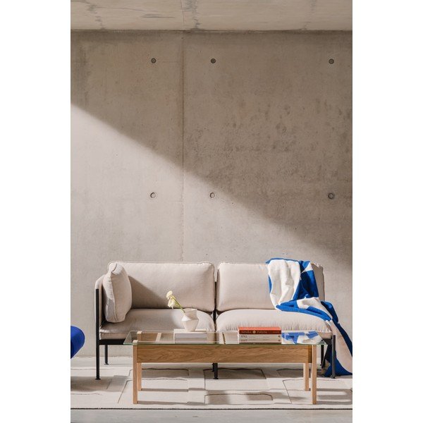 Klubska mizica s stekleno mizno ploščo v naravni barvi 86x132 cm Naiko – noo.ma-image-4