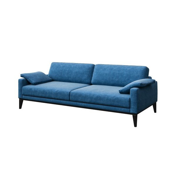 Modra trisedežna zofa z lesenimi nogami MESONICA Musso Regular-image-1