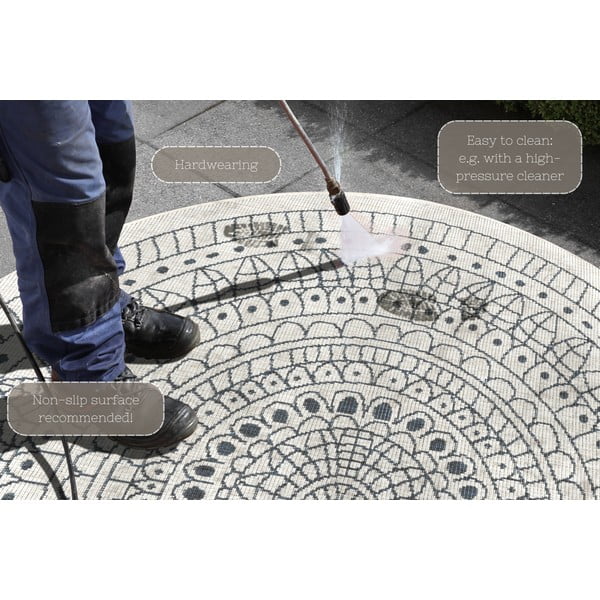 Siva in kremasta preproga za zunanjo uporabo NORTHRUGS Porto, ⌀ 140 cm-image-4