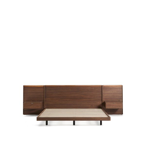 Rjava zakonska postelja iz masivne breze z letvenim dnom 160x200 cm Norlen – Kave Home-image-3