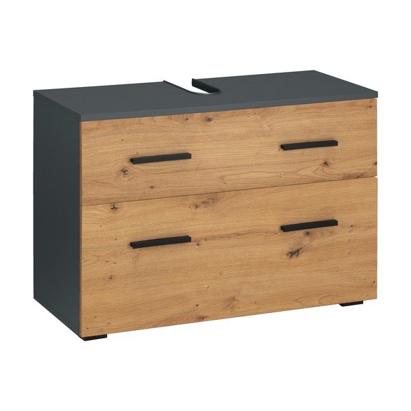 Omarica za pod umivalnik v hrastovem dekorju 55x35 cm Malika – Støraa-image-1