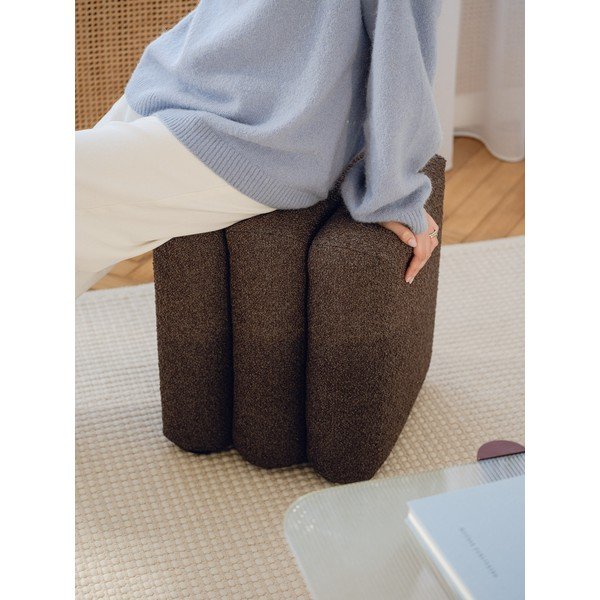 Rjav tabure iz tkanine bouclé Radd – noo.ma-image-2