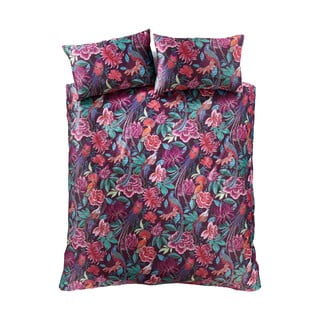 Vijolična žametna podaljšana posteljnina za zakonsko posteljo 230x220 cm Kate Floral – Catherine Lansfield