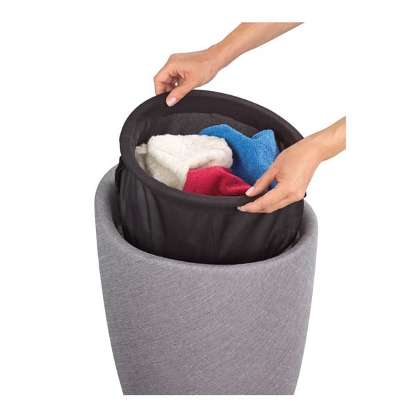 Svetlo siv koš za perilo in stolček v enem Wenko Linen Look, 20 l-image-3