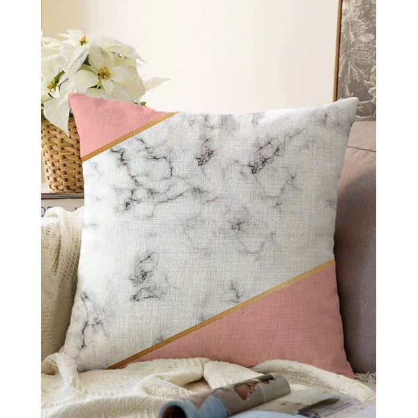 Prevleka za vzglavnik iz mešanice bombaža Minimalist Cushion Covers Girly Marble, 55 x 55 cm