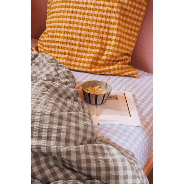 Siva/bež podaljšana posteljnina za zakonsko posteljo iz krepa 200x220 cm Bæk&Bølge – JUNA-image-4