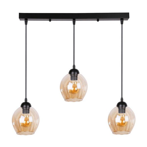 Črna viseča svetilka s steklenim senčnikom 14x70 cm Aspa - Candellux Lighting-image-3