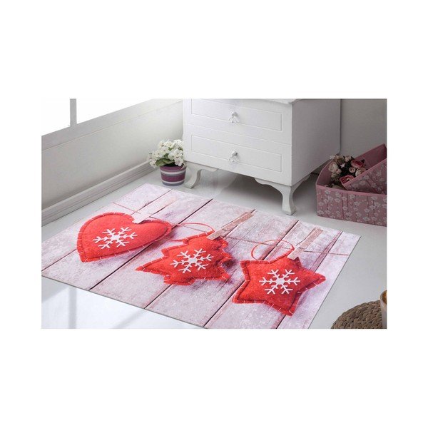 Bela in rdeča preproga Vitaus Trije okraski, 120 x 160 cm