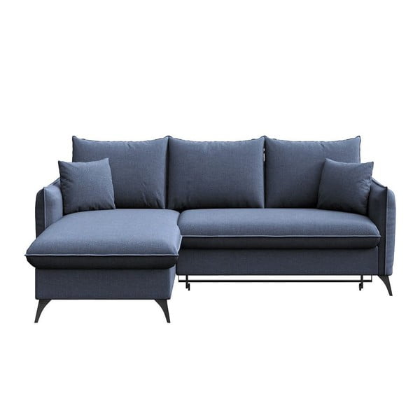 Modra raztegljiva kotna sedežna garnitura s prostorom za shranjevanje (levi kot/z ležalnikom) Brim – Rodier