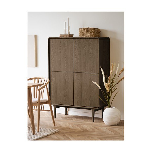 Temno rjava omarica v hrastovem dekorju 100x140x40 cm Darwin – House Nordic-image-1