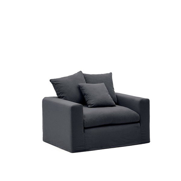 Antracitno siv lanen fotelj Nora – Kave Home