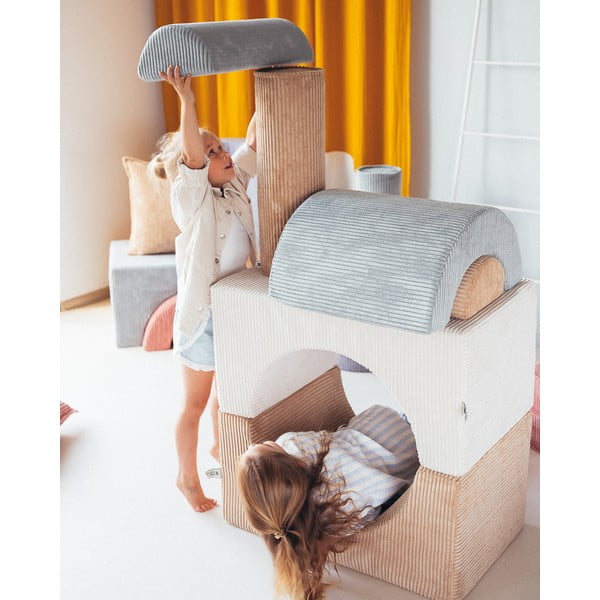 Mentolno zeleno otroško igrišče iz pene iz rebrastega žameta 3 ks višina 37 cm 75x49 cm Rainbow Montessori – Wigiwama-image-2