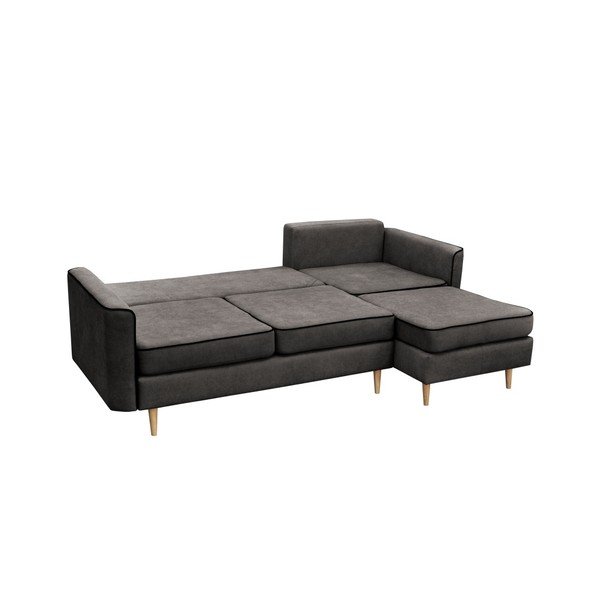 Temno siva raztegljiva sedežna garnitura s svetlimi nogami Mazzini Sofas Ladybird, desni kot-image-3