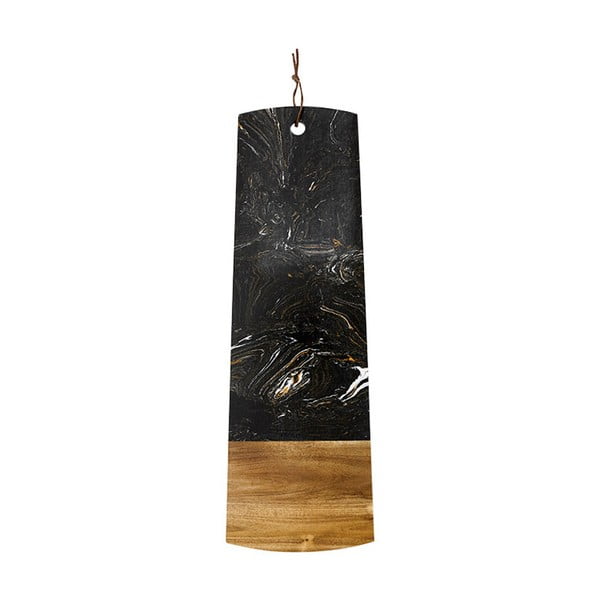 Črna servirna deska iz kamna in akacijevega lesa Ladelle, dolžina 60 cm