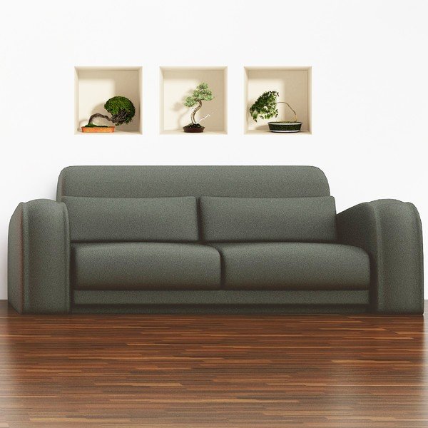 Komplet 3 nalepk s 3D učinkom Ambiance Bonsais-image-2