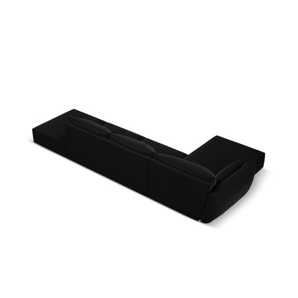 Črna žametna kotna sedežna garnitura z ležalnikom (levi kot) Vanda – Mazzini Sofas-image-3