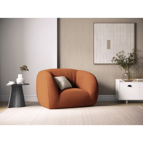 Oranžen fotelj iz tkanine bouclé Essen – Cosmopolitan Design-image-1