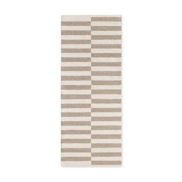 Bel/siv obojestranski/ročno tkan volnen tekač 80x200 cm Vika – Hanse Home