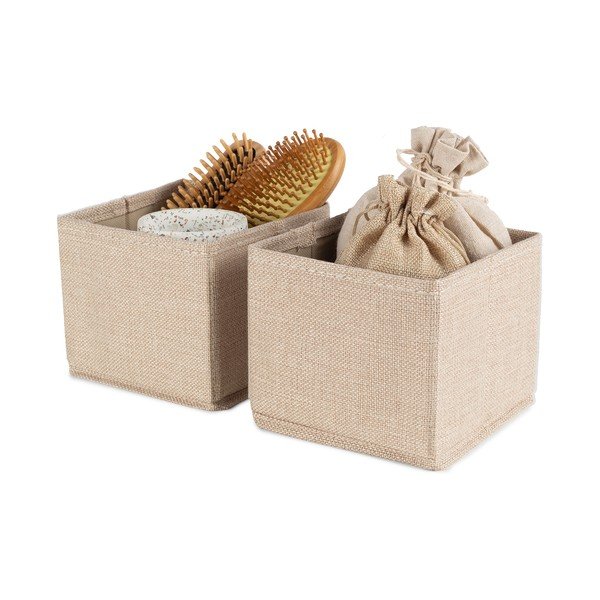 Bež tekstilne škatle za shranjevanje v kompletu 2 ks 14x12x12 cm Sandy – Compactor-image-3
