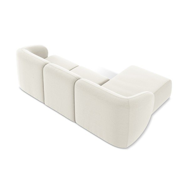 Bež žametna kotna sedežna garnitura (levi kot/z ležalnikom) Lani – Makamii-image-3