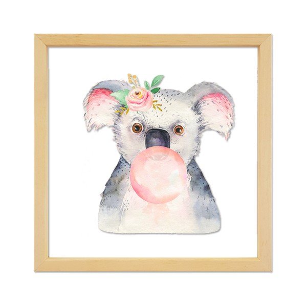 Steklena slika v lesenem okvirju Vavien Artwork Koala, 32 x 32 cm