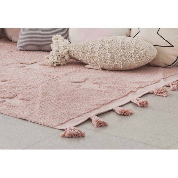 Rožnata pralna ročno tkana bombažna otroška preproga 120x175 cm Hippy Stars Vinatge Nude – Lorena Canals-image-3