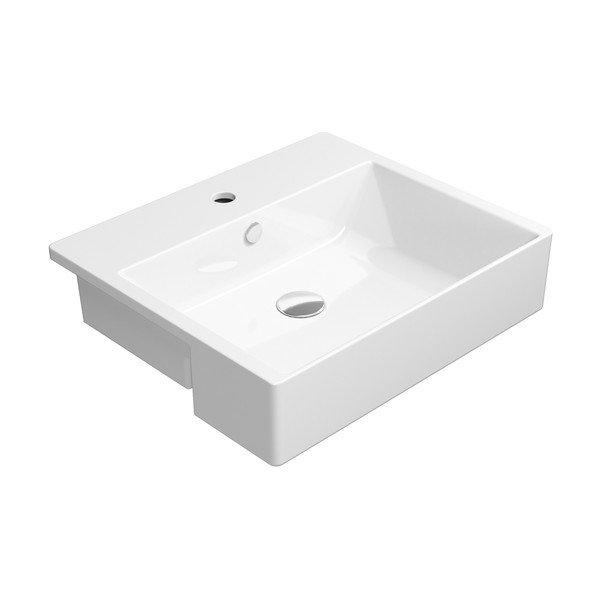 Bel polvgradni keramičen umivalnik 55x47 cm Kube X – Sapho