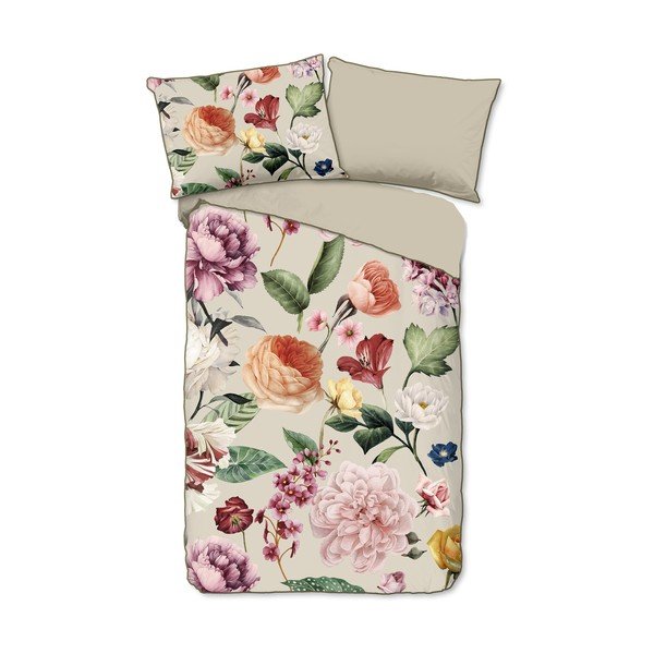 Bež enojna posteljnina iz bombažnega satena 140x200 cm – Descanso