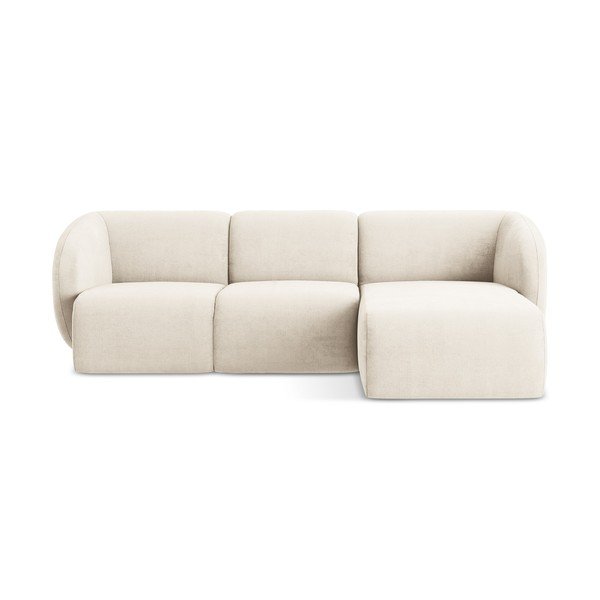 Bež kotna sedežna garnitura iz šenilje (desni kot/z ležalnikom) Lani – Makamii