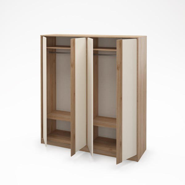 Kremno belagarderobna omara v hrastovem dekorju 180x197,5x53 cm Dennis – Marckeric-image-2