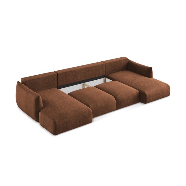 Raztegljiva kotna sedežna garnitura v barvi terakote (v obliki črke "U") Leila – Makamii-image-4