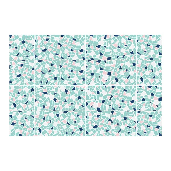 Komplet 24 stenskih nalepk Ambiance Cement Tile Stickers Terrazzo Aqua, 10 x 10 cm-image-3