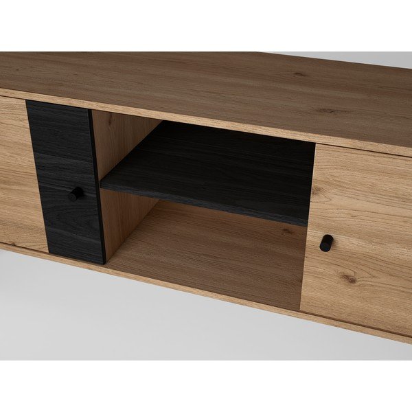 Črna TV omarica iz hrastovega dekorja 136x53 cm Natura - Marckeric-image-3