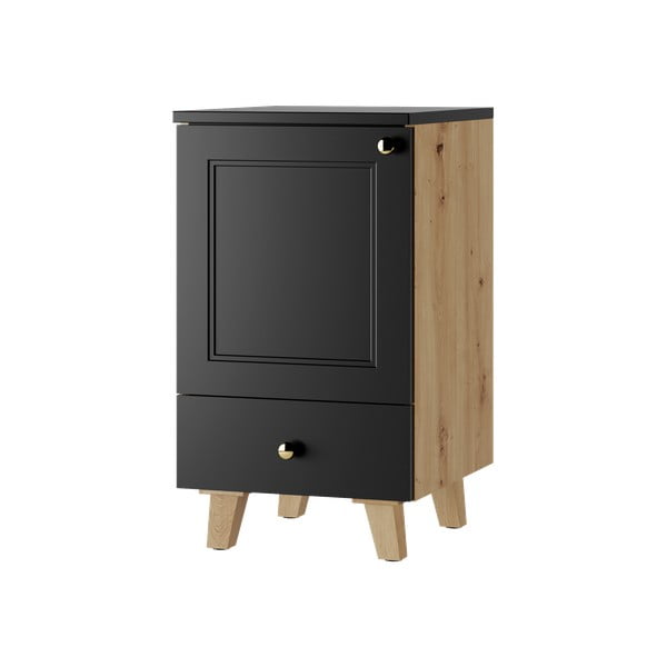 Črna/naravna nizka omarica za pod umivalnik v hrastovem dekorju 40x76 cm Royal – STOLKAR