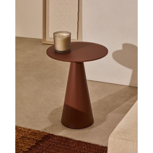 Okrogla stranska mizica s stekleno mizno ploščo ø 35 cm Wilshire – Kave Home-image-1