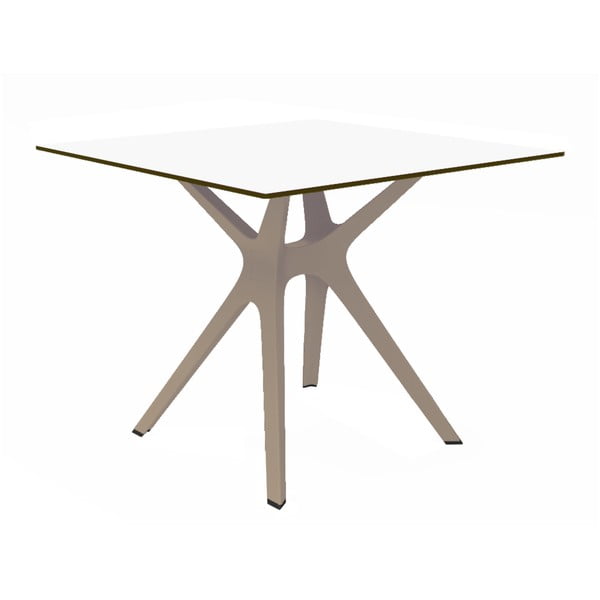 Jedilna miza z rjavimi nogami in belim vrhom, primerna za uporabo na prostem Resol Vela, 90 x 90 cm