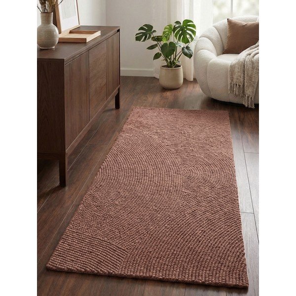 Ročno tkan volnen tekač v barvi terakote 80x200 cm Calmio – Hanse Home-image-1