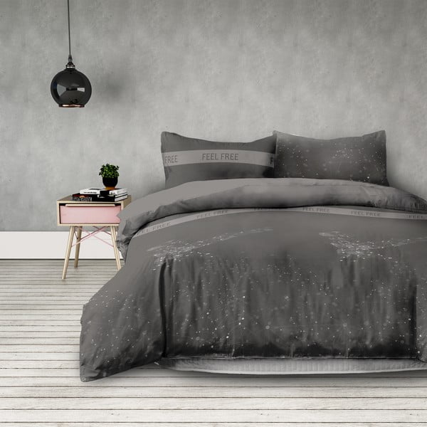 Siva posteljnina iz mikrovlaken za enojno posteljo AmeliaHome Basic Eagle, 200 x 220 cm