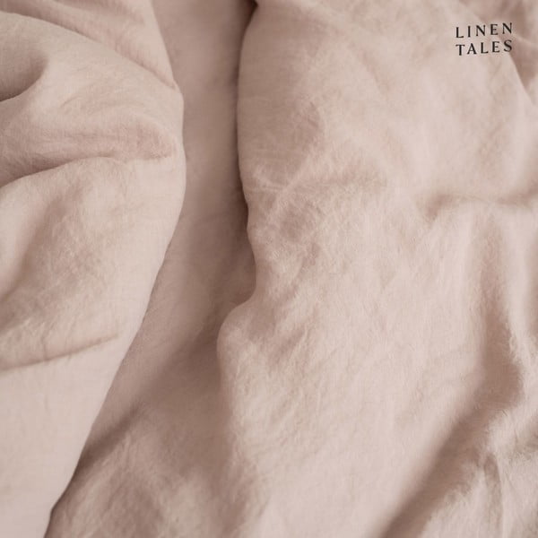 Bež/svetlo rjava napenjalna lanena rjuha 200x200 cm Portobello – Linen Tales-image-2