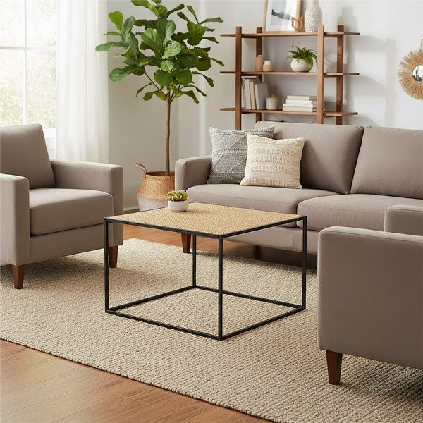 Klubska mizica iz ratana v naravni barvi 60x60 cm Depok – Premier Housewares-image-1