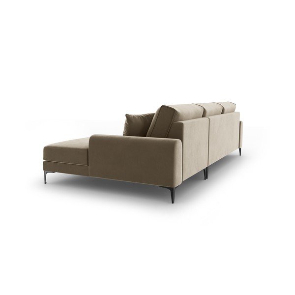 Bež žametna kotna sedežna garnitura Mazzini Sofas Madara, desni kot-image-3