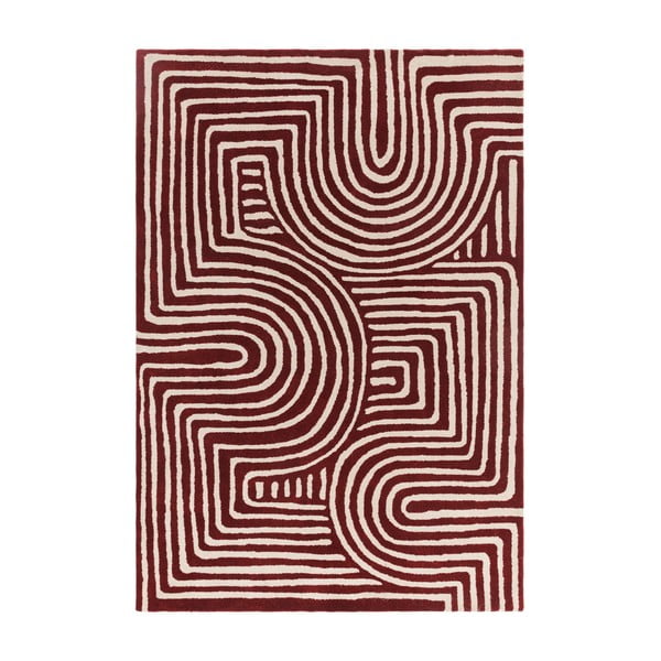Bordo rdeča ročno tkana volnena preproga 160x230 cm Reef – Asiatic Carpets