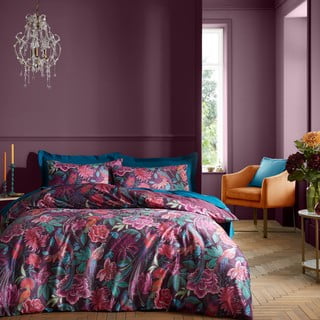 Vijolična žametna podaljšana posteljnina za zakonsko posteljo 230x220 cm Kate Floral – Catherine Lansfield