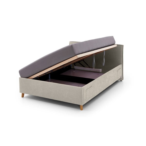 Bež oblazinjena otroška postelja s prostorom za shranjevanje z letvenim dnom 120x200 cm Fun – Meise Möbel-image-2
