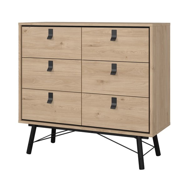 Nizka komoda v hrastovem dekorju v naravni barvi 102x99 cm Ry – Tvilum-image-3