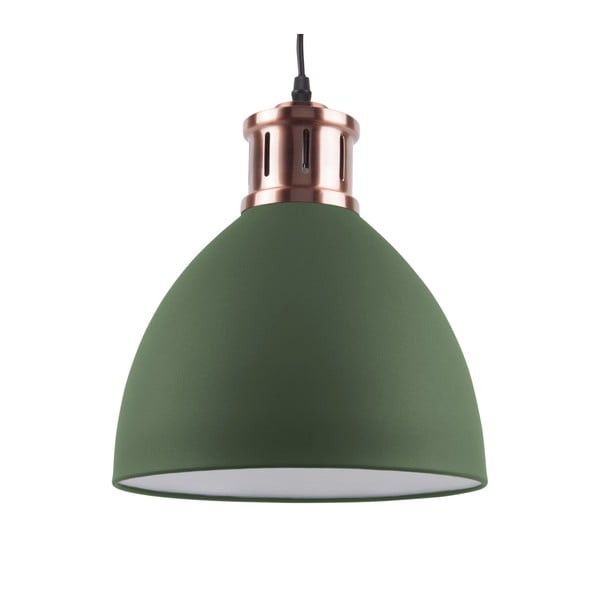 Zelena viseča svetilka z bakrenimi detajli Leitmotiv Refine, ⌀ 33 cm